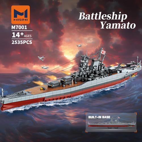 MISINI M7001 1300 JUEGO DE BLOQUES DE CONSTRUCCIÓN DEL ACORAZADO JAPONÉS YAMATO 2569 PIEZAS JUGUETE MOC DE BARCO DE LA MARINA - 2