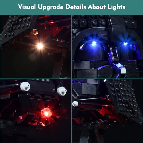 LOCOLEE KIT DE LUCES COMPATIBLE CON CASCO LEGO 75304 DARTH VADER SIN MODELO SOLAMENTE LUZ ACCESORIOS DE ILUMINACIÓN LED - 5