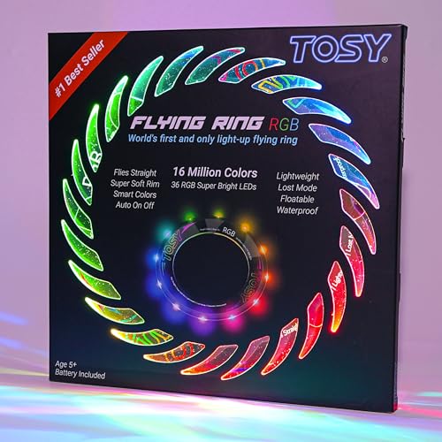 TOSY FLYING RING 36 RGB MULTICOLOR OR 12 MONOCOLOR LEDS SUPER BRIGHT LOST MODE AUTO LIGHT UP EASTER BASKET STUFFERS GIFT FOR - 1