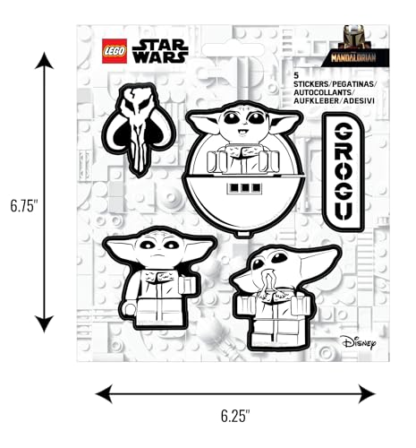 LEGO STAR WARS THE MANDALORIAN STICKER GROGU BW 53756 5 CALCOMANÍAS 1 HOJA MATERIAL DE PET BLANCO Y NEGRO PARA BOTELLA DE AGUA - 2