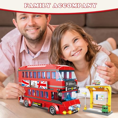 LONDON CITY BUS JUEGO DE BLOQUES DE CONSTRUCCIÓN PARA NIÑOS 458 PIEZAS KIT DE MODELO DE AUTOBÚS TURÍSTICO DE DOS PISOS - 2