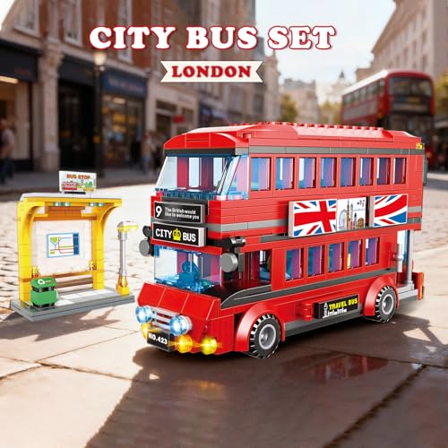 LONDON CITY BUS JUEGO DE BLOQUES DE CONSTRUCCIÓN PARA NIÑOS 458 PIEZAS KIT DE MODELO DE AUTOBÚS TURÍSTICO DE DOS PISOS - 5