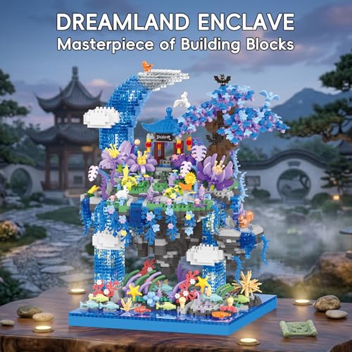 JUEGO DE MICRO BLOQUES DE CONSTRUCCIÓN DE CHERRY BLOSSOM TREE DE 2769 PIEZAS PABELLÓN DE ISLA FLOTANTE DE FANTASÍA BAJO EL AGUA - 2