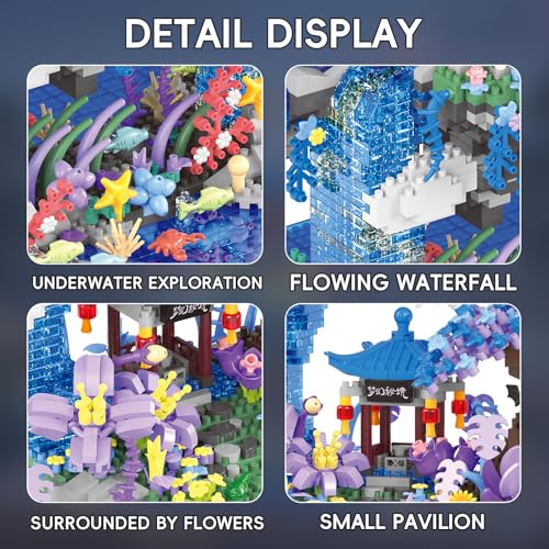 JUEGO DE MICRO BLOQUES DE CONSTRUCCIÓN DE CHERRY BLOSSOM TREE DE 2769 PIEZAS PABELLÓN DE ISLA FLOTANTE DE FANTASÍA BAJO EL AGUA - 4