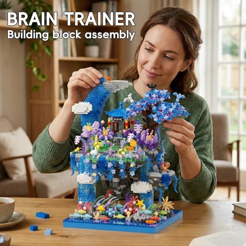 JUEGO DE MICRO BLOQUES DE CONSTRUCCIÓN DE CHERRY BLOSSOM TREE DE 2769 PIEZAS PABELLÓN DE ISLA FLOTANTE DE FANTASÍA BAJO EL AGUA - 5
