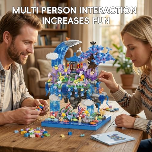 JUEGO DE MICRO BLOQUES DE CONSTRUCCIÓN DE CHERRY BLOSSOM TREE DE 2769 PIEZAS PABELLÓN DE ISLA FLOTANTE DE FANTASÍA BAJO EL AGUA - 6