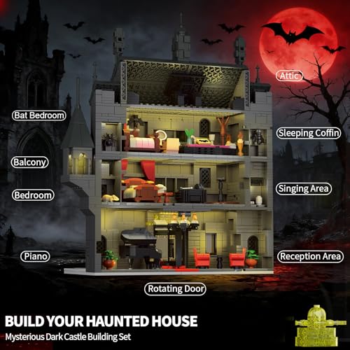 SET DE CONSTRUCCIÓN DE CASA EMBRUJADA CON LUCES JUGUETE DE BLOQUES DE CONSTRUCCIÓN DE MANSIÓN DE HALLOWEEN COMPATIBLE CON LEGO - 2