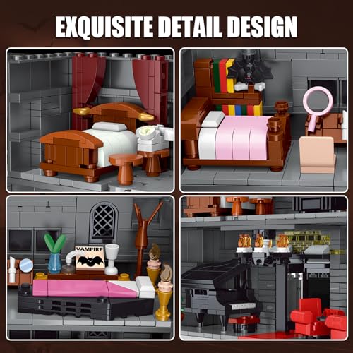 SET DE CONSTRUCCIÓN DE CASA EMBRUJADA CON LUCES JUGUETE DE BLOQUES DE CONSTRUCCIÓN DE MANSIÓN DE HALLOWEEN COMPATIBLE CON LEGO - 4