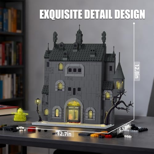 SET DE CONSTRUCCIÓN DE CASA EMBRUJADA CON LUCES JUGUETE DE BLOQUES DE CONSTRUCCIÓN DE MANSIÓN DE HALLOWEEN COMPATIBLE CON LEGO - 6