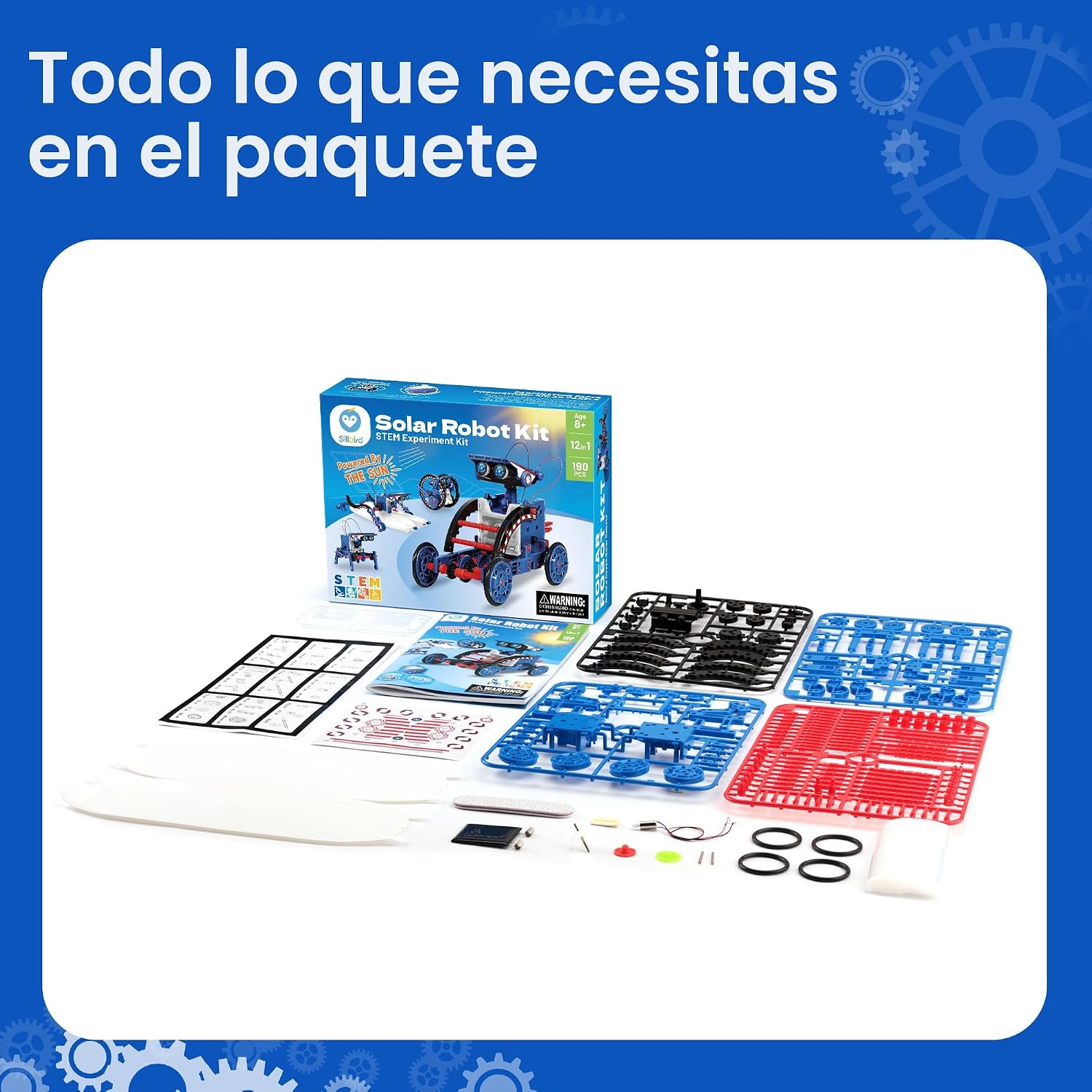 SILLBIRD KIT DE CONSTRUCCIÓN DE ROBOT SOLAR STEM, REGALO 12 EN 1 PARA NIÑOS - 7