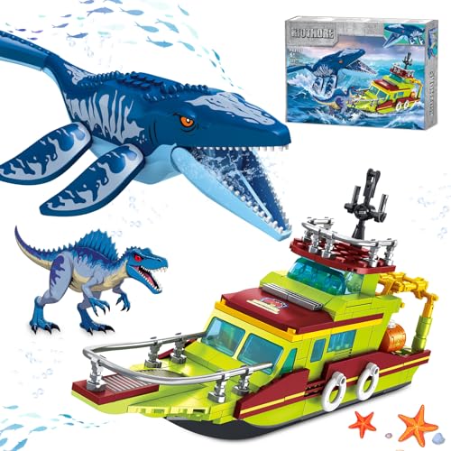 KIOTHDRE JUEGO DE CONSTRUCCIÓN DE DINOSAURIO 3 EN 1 EXPLORADOR OCEÁNICO COMPATIBLE CON DINOSAUR PARK WORLD BARCO DE CIUDAD - 1