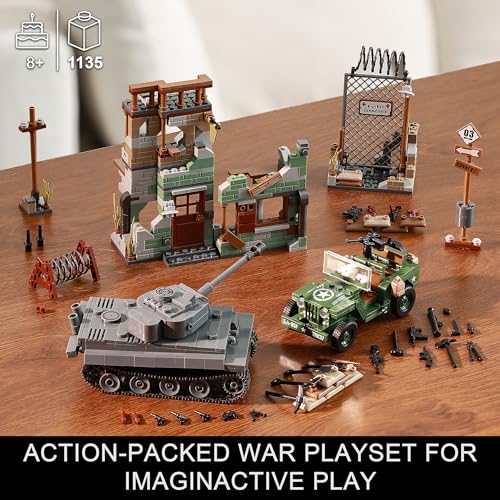 CONJUNTOS DE CONSTRUCCIÓN DE BASE MILITAR DE LA SEGUNDA GUERRA MUNDIAL COMPATIBLES CON LEGO CONSTRUYE Y JUEGA CON TANQUE TIGER - 2