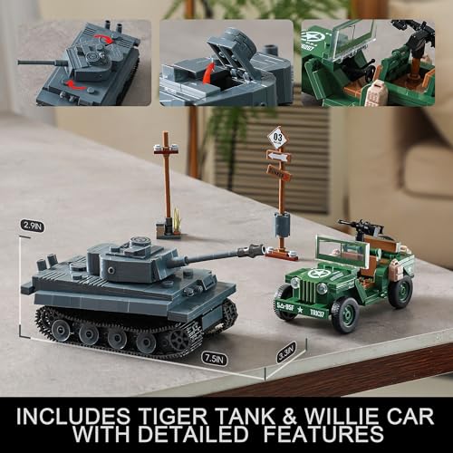 CONJUNTOS DE CONSTRUCCIÓN DE BASE MILITAR DE LA SEGUNDA GUERRA MUNDIAL COMPATIBLES CON LEGO CONSTRUYE Y JUEGA CON TANQUE TIGER - 3