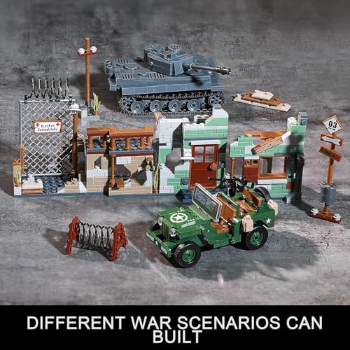 CONJUNTOS DE CONSTRUCCIÓN DE BASE MILITAR DE LA SEGUNDA GUERRA MUNDIAL COMPATIBLES CON LEGO CONSTRUYE Y JUEGA CON TANQUE TIGER - 5
