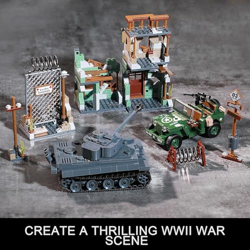 CONJUNTOS DE CONSTRUCCIÓN DE BASE MILITAR DE LA SEGUNDA GUERRA MUNDIAL COMPATIBLES CON LEGO CONSTRUYE Y JUEGA CON TANQUE TIGER - 6