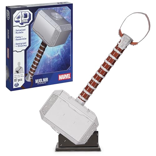 4D BUILD MARVEL MJOLNIR THOR HAMMER KIT DE MODELO DE ROMPECABEZAS 3D CON SOPORTE 87 PIEZAS DECORACIÓN DE ESCRITORIO THOR - 1
