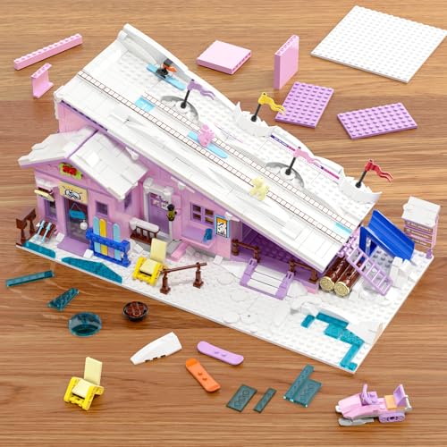 PINK GIRLS SKI RESORT WINTER VILLAGE HOUSE CONJUNTO DE CONSTRUCCIÓN DE CASA COMPATIBLE CON LEGO FRIENDS SNOW CABIN COLLECTION - 2