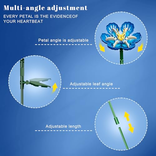 JUEGO DE CONSTRUCCIÓN DE RAMO DE FLORES COMPATIBLE CON FLORES DE LEGO 16 FLORES ARTIFICIALES BLOQUES DE CONSTRUCCIÓN DECORACIÓN - 5