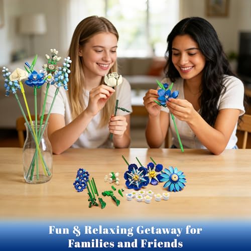 JUEGO DE CONSTRUCCIÓN DE RAMO DE FLORES COMPATIBLE CON FLORES DE LEGO 16 FLORES ARTIFICIALES BLOQUES DE CONSTRUCCIÓN DECORACIÓN - 6