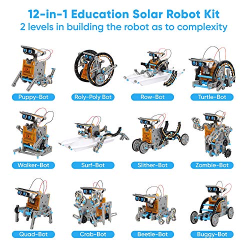 SILLBIRD STEM CIENCIA TECNOLOGÍA INGENIERÍA Y MATEMÁTICAS 12 EN 1 ROBOT DE JUGUETE SOLAR DIDÁCTICO 190 PIEZAS DE BRICOLAJE KIT - 2