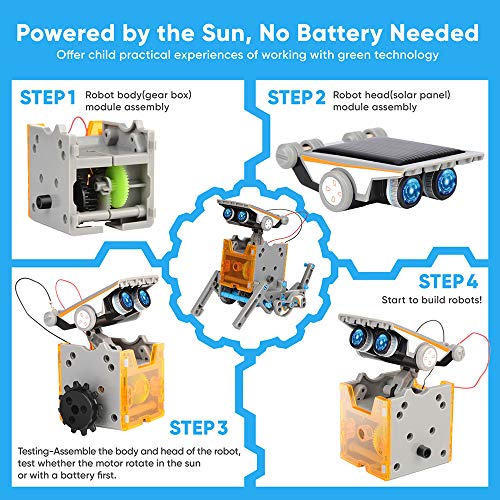 SILLBIRD STEM CIENCIA TECNOLOGÍA INGENIERÍA Y MATEMÁTICAS 12 EN 1 ROBOT DE JUGUETE SOLAR DIDÁCTICO 190 PIEZAS DE BRICOLAJE KIT - 3