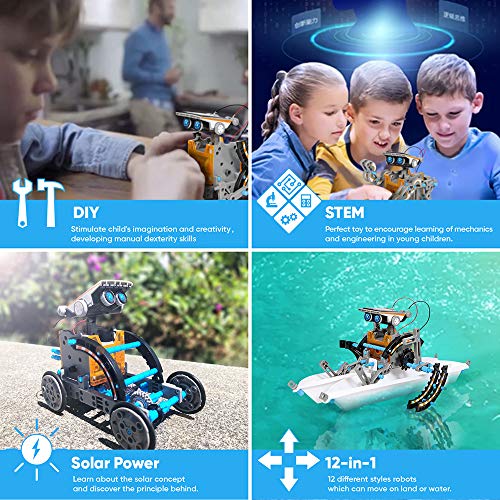 SILLBIRD STEM CIENCIA TECNOLOGÍA INGENIERÍA Y MATEMÁTICAS 12 EN 1 ROBOT DE JUGUETE SOLAR DIDÁCTICO 190 PIEZAS DE BRICOLAJE KIT - 4
