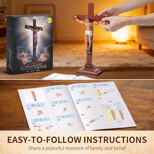 JESUS CRUCIFIXION BUILDING SET 588 PCS CHRISTIAN CROSS COLLECTIBLE MODEL KIT COMPATIBLE WITH LEGO RELIGIOUS FAITHBASED DECOR FOR - 3
