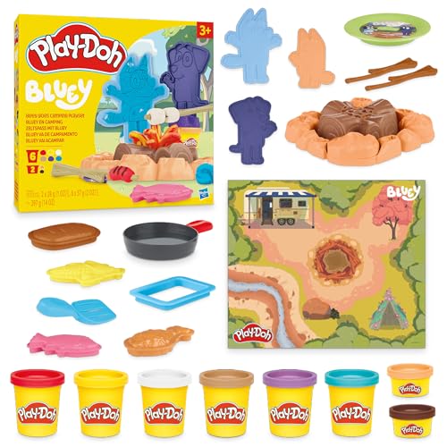 PLAYDOH BLUEY GOES CAMPING JUEGO DE CAMPAMENTO CON HERRAMIENTAS TEMÁTICAS DE FOGATA JUGUETES DE ARTES Y MANUALIDADES PARA NIÑAS - 1
