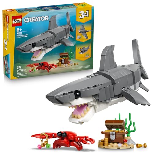 LEGO CREATOR JUGUETE DE CONSTRUCCIÓN DE TIBURÓN FEROZ CON COFRE DEL TESORO PARA NIÑOS Y NIÑAS LOS NIÑOS CONSTRUYEN - 1
