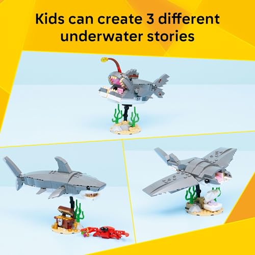 LEGO CREATOR JUGUETE DE CONSTRUCCIÓN DE TIBURÓN FEROZ CON COFRE DEL TESORO PARA NIÑOS Y NIÑAS LOS NIÑOS CONSTRUYEN - 3
