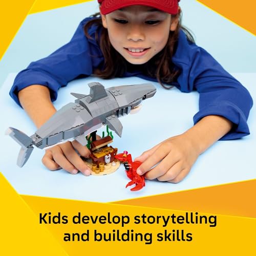 LEGO CREATOR JUGUETE DE CONSTRUCCIÓN DE TIBURÓN FEROZ CON COFRE DEL TESORO PARA NIÑOS Y NIÑAS LOS NIÑOS CONSTRUYEN - 4