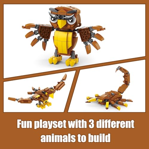 HIGH GODO CREATOR JUEGO DE CONSTRUCCIÓN DE ANIMALES 3 EN 1 BÚHO TIBURÓN COCODRILO TIGRE A ANIMAL REGALOS COLECCIONABLES - 2