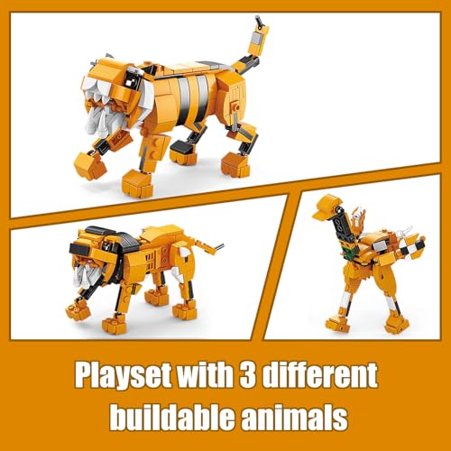HIGH GODO CREATOR JUEGO DE CONSTRUCCIÓN DE ANIMALES 3 EN 1 BÚHO TIBURÓN COCODRILO TIGRE A ANIMAL REGALOS COLECCIONABLES - 5
