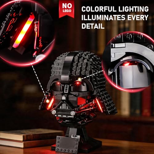 BRIKSMAX KIT DE LUCES 20 COMPATIBLE CON LEGO STAR WARS DARTH VADER HELMET 75304 INTERRUPTOR DE SENSOR DE ONDA MANUAL KITS - 3