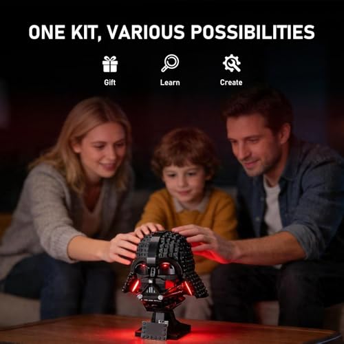BRIKSMAX KIT DE LUCES 20 COMPATIBLE CON LEGO STAR WARS DARTH VADER HELMET 75304 INTERRUPTOR DE SENSOR DE ONDA MANUAL KITS - 4
