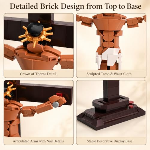 JUEGO DE BLOQUES DE CONSTRUCCIÓN DE CRUZ DE JESÚS 340 PIEZAS DE LADRILLOS DE CONSTRUCCIÓN BÍBLICA PARA ADULTOS Y NIÑOS JUEGO - 3