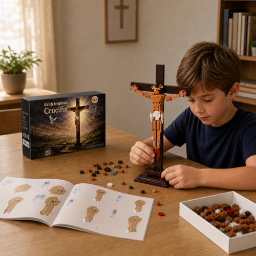 JUEGO DE BLOQUES DE CONSTRUCCIÓN DE CRUZ DE JESÚS 340 PIEZAS DE LADRILLOS DE CONSTRUCCIÓN BÍBLICA PARA ADULTOS Y NIÑOS JUEGO - 6
