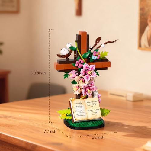 SET DE CONSTRUCCIÓN DE FLOR CON CRUZ DE JESÚS COLECCIONABLES RELIGIOSOS COMPATIBLES CON LEGO JUGUETES DE CONSTRUCCIÓN CATÓLICOS - 5