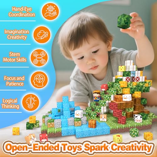 BLOQUES MAGNÉTICOS JUEGO DE MUNDO MAGNÉTICO DE ANIMALES DEL BOSQUE CUBOS DE CONSTRUCCIÓN MAGNÉTICOS PARA NIÑOS Y NIÑAS DE 4 A 8 - 4