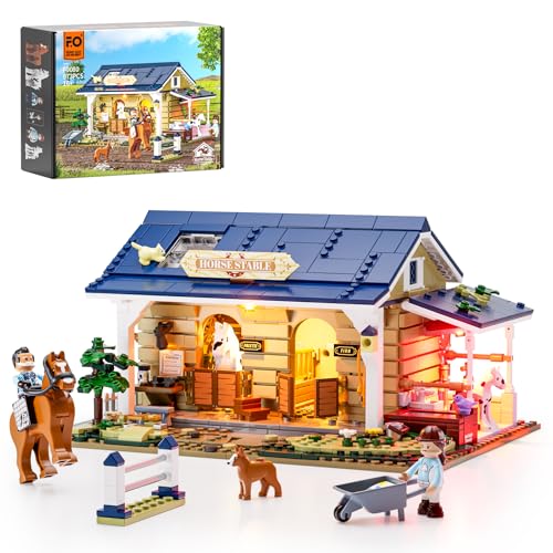 FUNWHOLE SET DE LUCES LED PARA ESTABLO DE CABALLOS DE GRANJA EDIFICIO LADRILLOS COLECCIÓN DE ANIMALES DE GRANJA Y CABAÑAS MODELO - 1