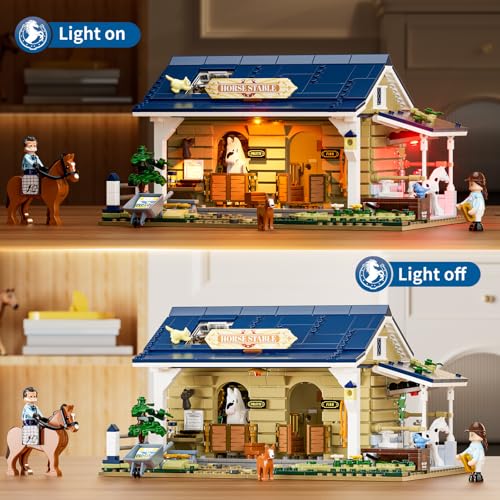 FUNWHOLE SET DE LUCES LED PARA ESTABLO DE CABALLOS DE GRANJA EDIFICIO LADRILLOS COLECCIÓN DE ANIMALES DE GRANJA Y CABAÑAS MODELO - 2