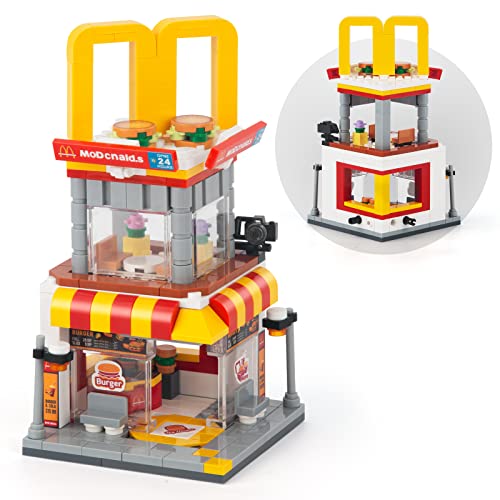 HIGH GODO CITY STREET VIEW JUEGO DE CONSTRUCCIÓN DE HAMBURGUESAS MODELO CREATIVO MOC JUGUETES DE MODELO CREATIVO DECORACIÓN - 1