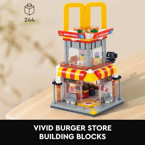 HIGH GODO CITY STREET VIEW JUEGO DE CONSTRUCCIÓN DE HAMBURGUESAS MODELO CREATIVO MOC JUGUETES DE MODELO CREATIVO DECORACIÓN - 4