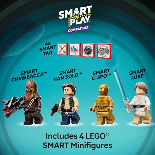 LEGO STAR WARS SMART PLAY MILLENNIUM FALCON STARSHIP BUILDING TOY PARA NIÑOS JUEGO COMPATIBLE CON 4 ETIQUETAS INTELIGENTES Y 4 - 5