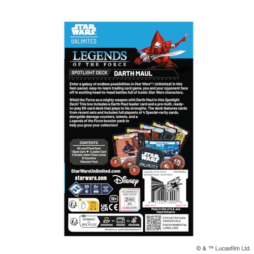 ASMODEE STAR WARS UNLIMITED TCG LEGENDS OF THE FORCE DARTH MAUL SPOTLIGHT DECK BARAJA DE 50 CARTAS LISTA PARA JUGAR CON CARTAS - 3