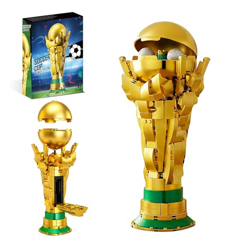 JUEGO DE CONSTRUCCIÓN DE TROFEOS DE FÚTBOL PARA NIÑOS MAYORES DE 8 AÑOS 446 PIEZAS MODELO DE COPA DE FÚTBOL DORADO STEM - 1