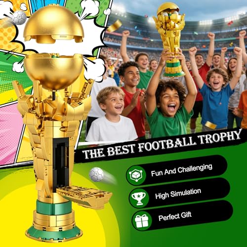 JUEGO DE CONSTRUCCIÓN DE TROFEOS DE FÚTBOL PARA NIÑOS MAYORES DE 8 AÑOS 446 PIEZAS MODELO DE COPA DE FÚTBOL DORADO STEM - 2