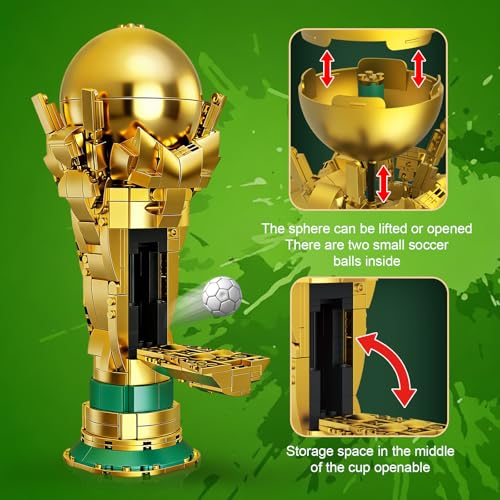 JUEGO DE CONSTRUCCIÓN DE TROFEOS DE FÚTBOL PARA NIÑOS MAYORES DE 8 AÑOS 446 PIEZAS MODELO DE COPA DE FÚTBOL DORADO STEM - 4