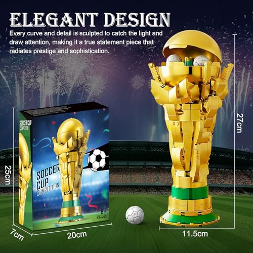 JUEGO DE CONSTRUCCIÓN DE TROFEOS DE FÚTBOL PARA NIÑOS MAYORES DE 8 AÑOS 446 PIEZAS MODELO DE COPA DE FÚTBOL DORADO STEM - 5