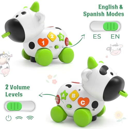 TALKFUN JUGUETES MUSICALES DE VACA PARA NIÑOS Y NIÑAS DE 1 AÑO JUGUETE BILINGE PARA BEBÉS DE 61218 MESES JUGUETES PARA NIÑOS - 4